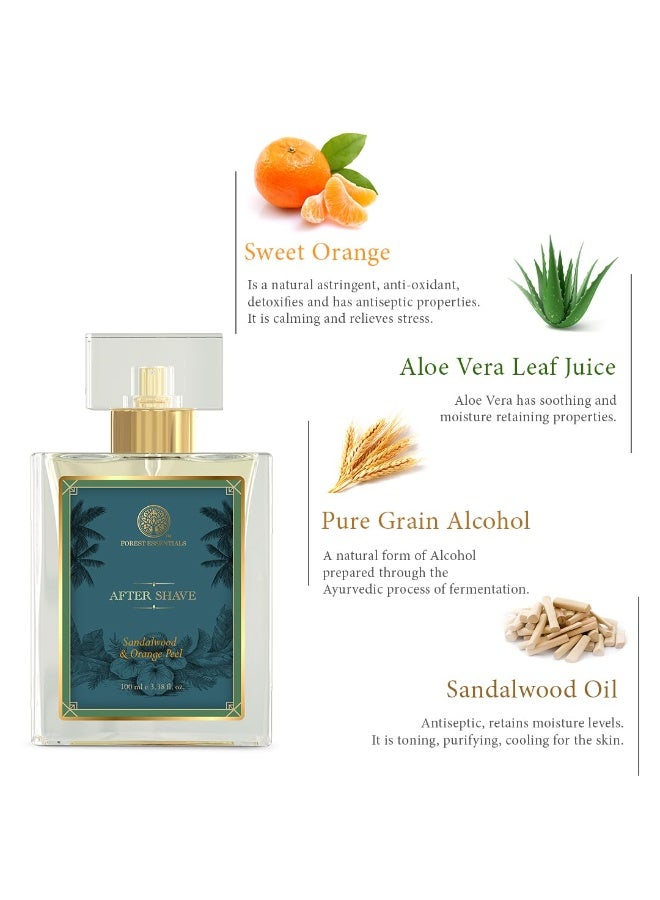 Forest Essentials Aftershave Spray Sandalwood & Orange Peel | With Aloe Vera Juice | Ayurvedic Post Shave Spray for Hydrating & Refreshing Skin 100 ml - Image 3